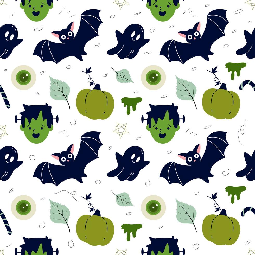 schattig monster kostuum feest halloween naadloos patroon vector