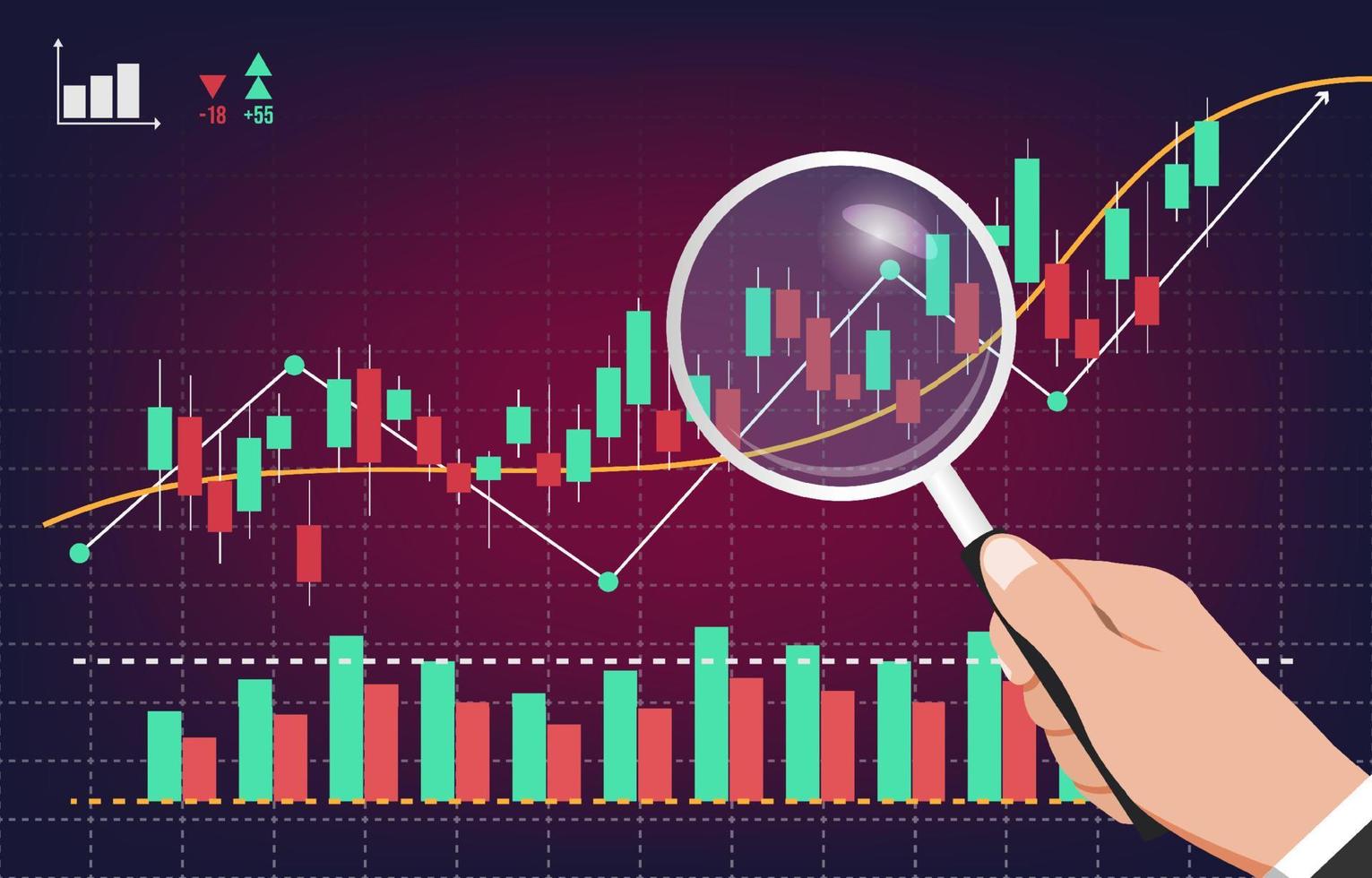 technische analyse van beurshandel, aandelenmarkt of beurs vectorillustratie vector