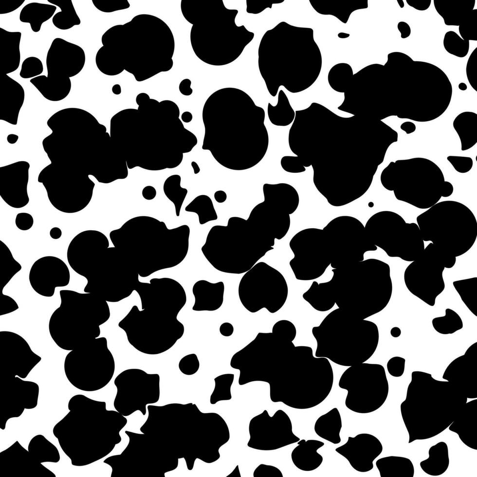 zwart en wit gevlekte dier afdrukken van dalmatiër of koe. vector achtergrond met dier afdrukken. structuur vlekken en dots van verschillend vormen
