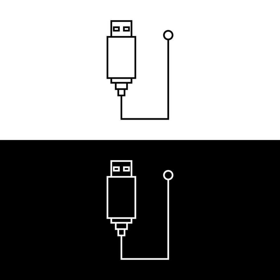 USB kabels pictogrammen. elektronisch apparaat invoer kabel koord vector