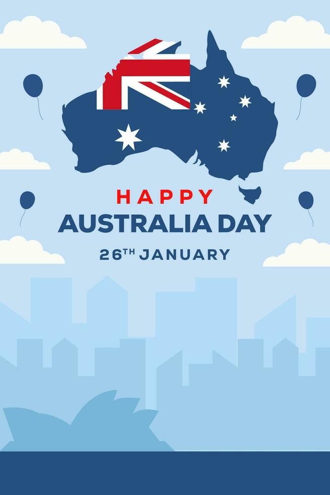 vlak ontwerp gelukkig Australië dag 26 januari verticaal banier illustratie vector