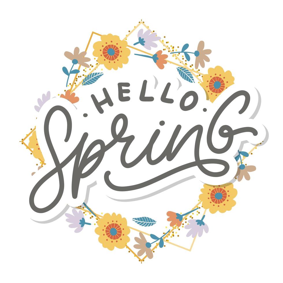 hallo lente bloemen tekst achtergrond frame belettering slogan vector