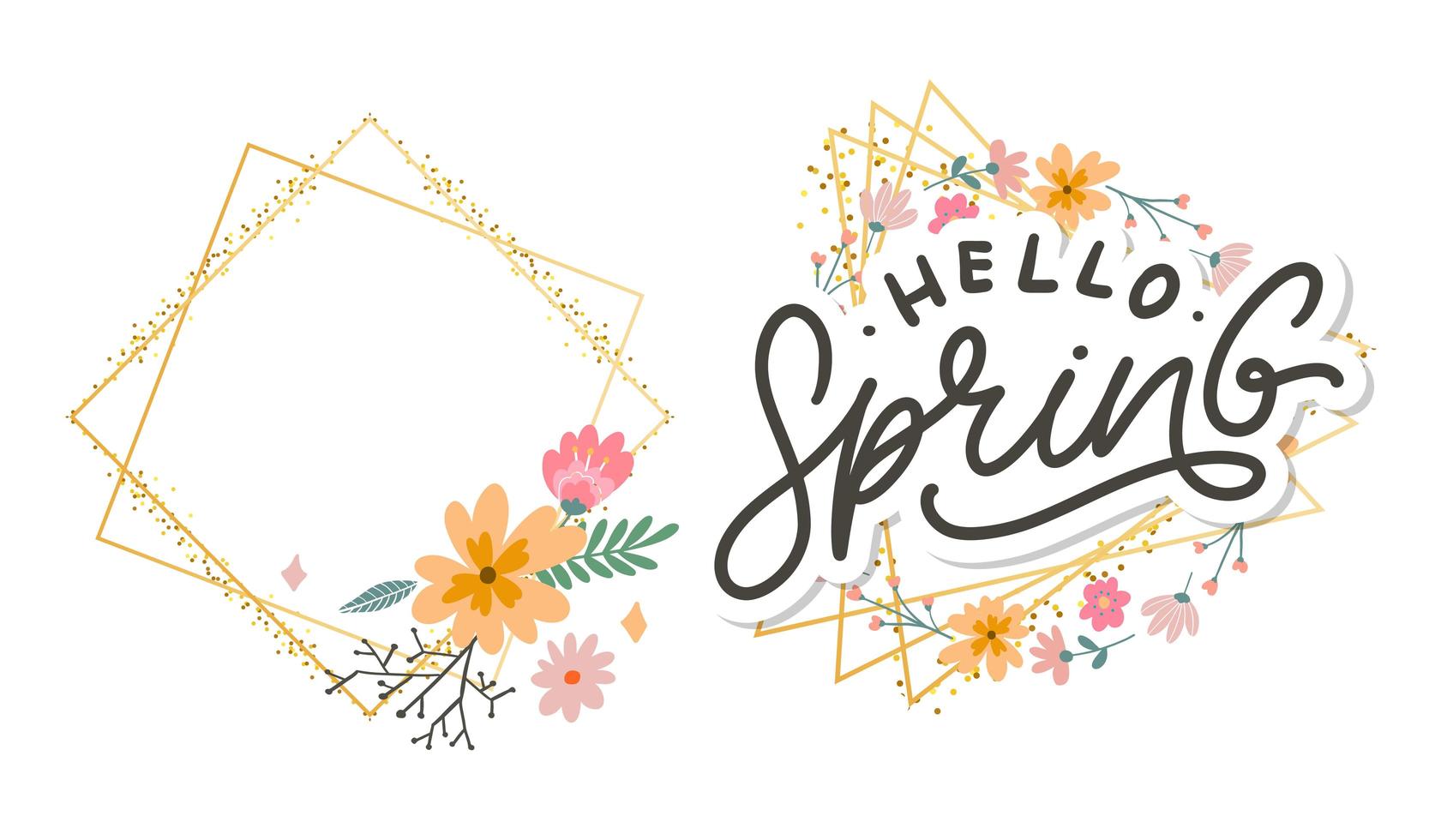 hallo lente bloemen tekst achtergrond frame belettering slogan vector