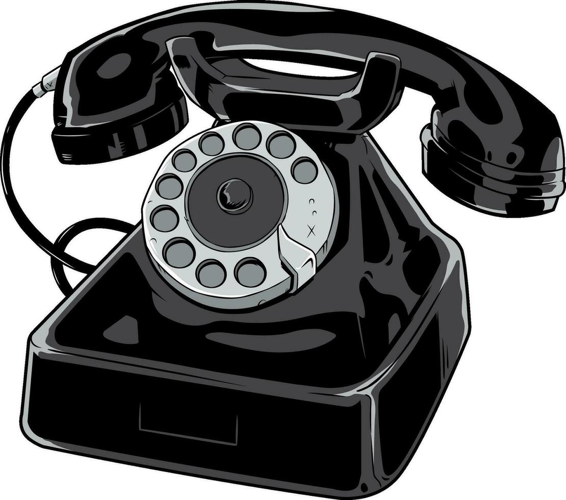 oud telefoon Aan wit vector