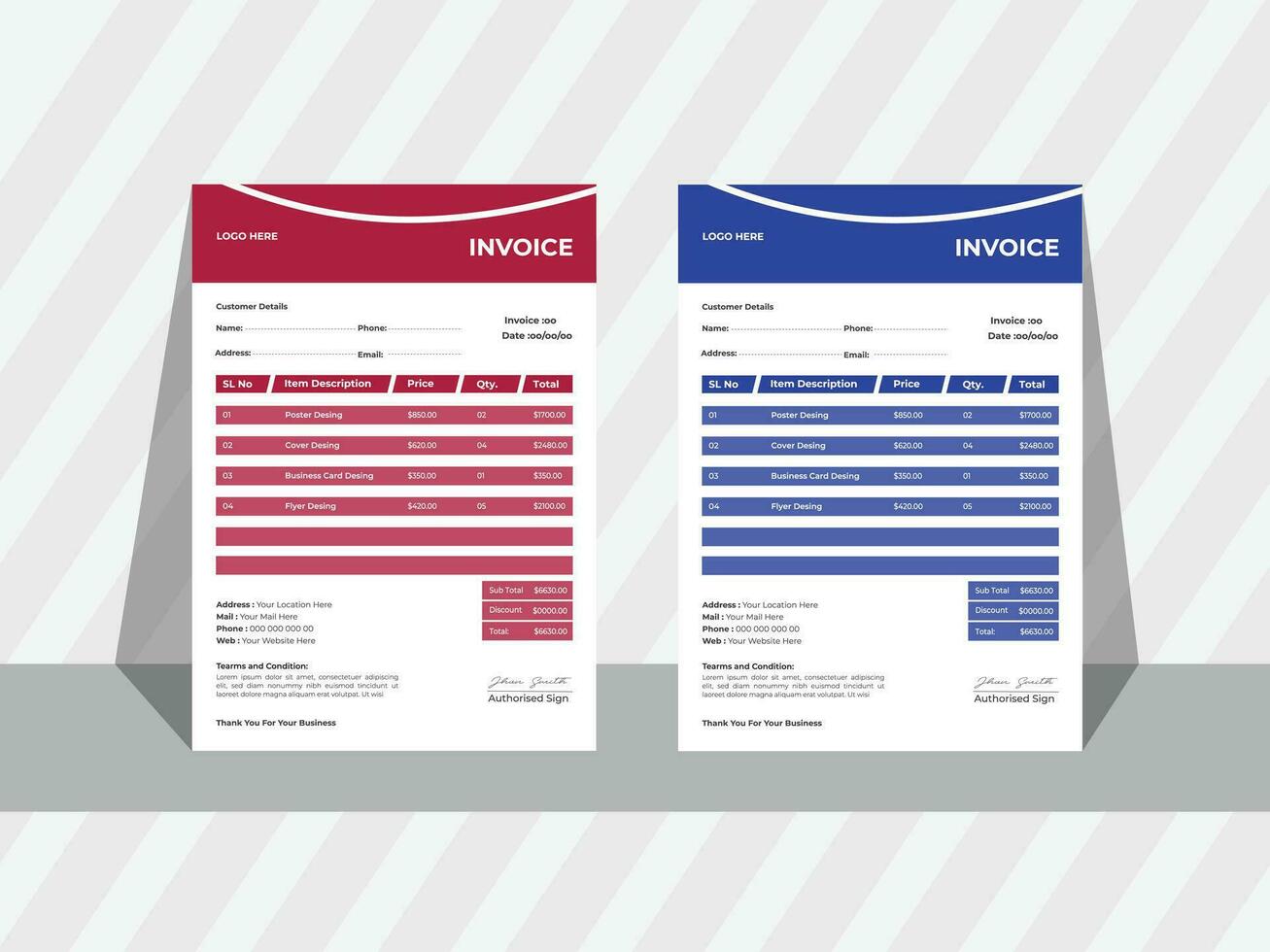 vrij vector factuur ontwerp voor uw bedrijf