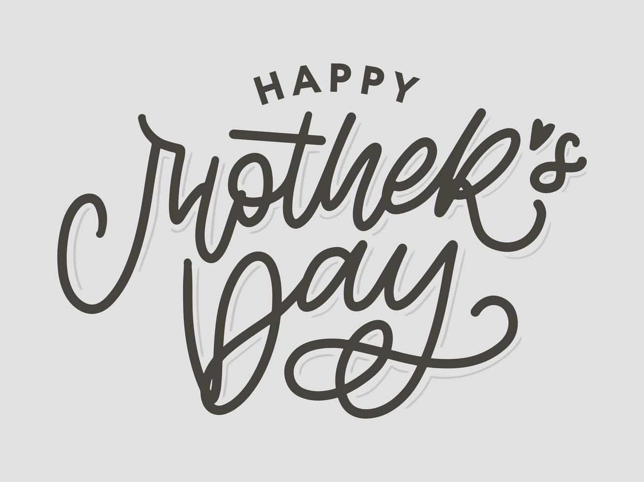gelukkige moederdag belettering. handgemaakte kalligrafie vectorillustratie. moederdagkaart met hartje vector