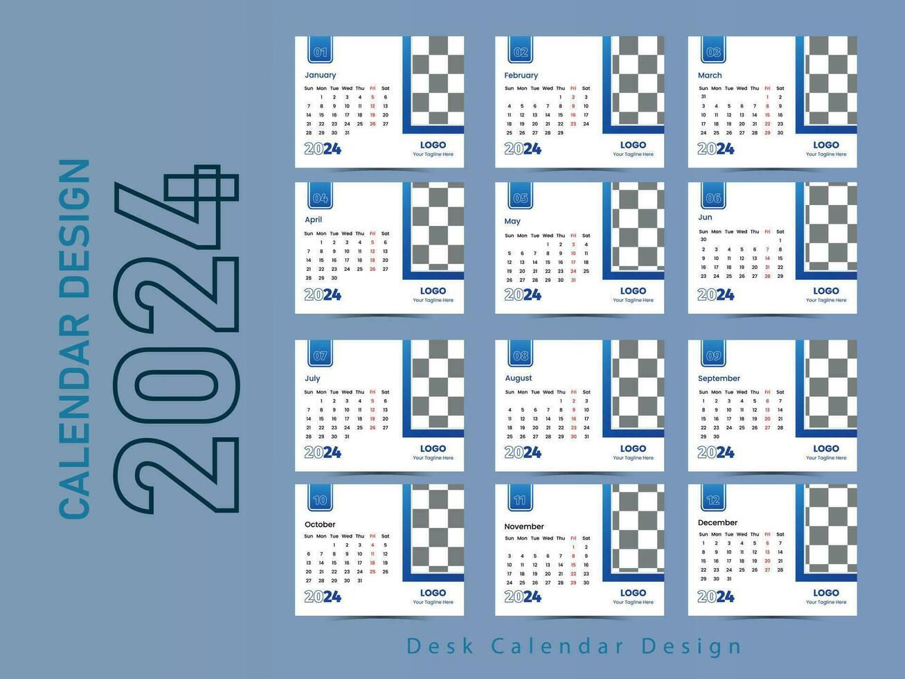vrij gemakkelijk muur en bureau kalender ontwerp sjabloon. vector