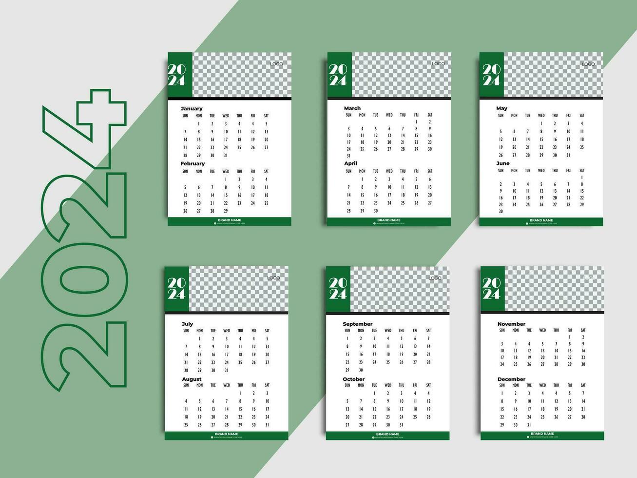 vrij gemakkelijk muur en bureau kalender ontwerp sjabloon. vector