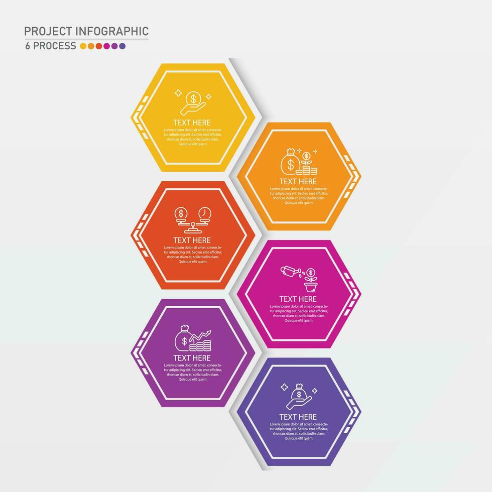 infographic werkwijze ontwerp met pictogrammen en 6 opties of stappen. vector