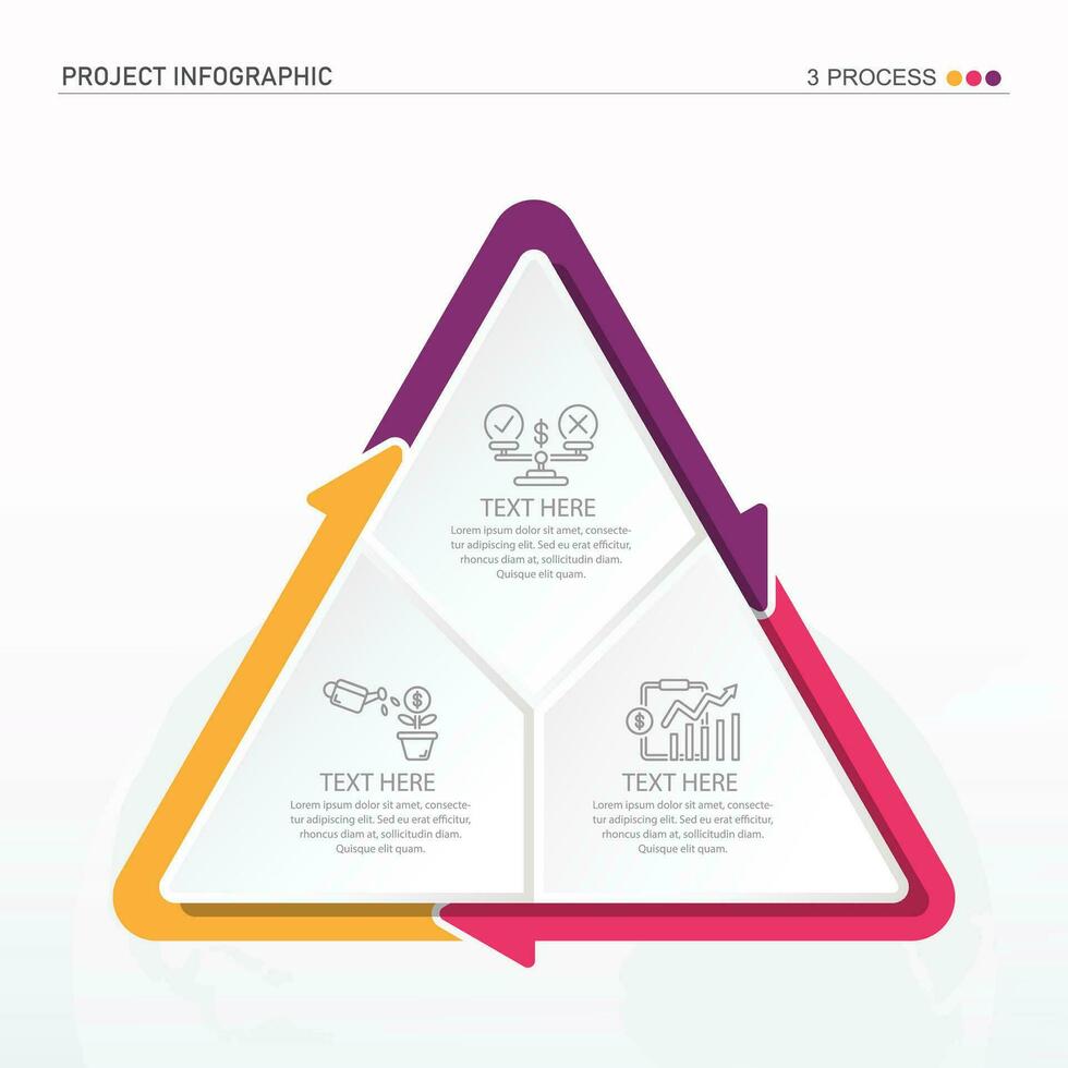 infographic ontwerp met driehoek of piramide diagram verdeeld in 3 onderdelen of niveau. vector