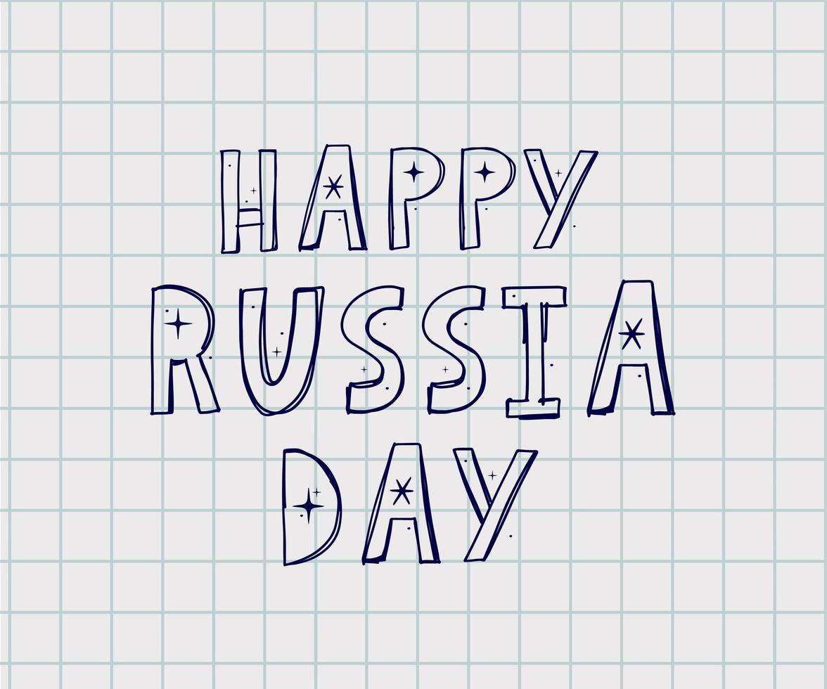 dag van Rusland, 12 juni. vectorillustratie. geweldige cadeaubon voor de feestdagen. belettering en kalligrafie in het Russisch. vector