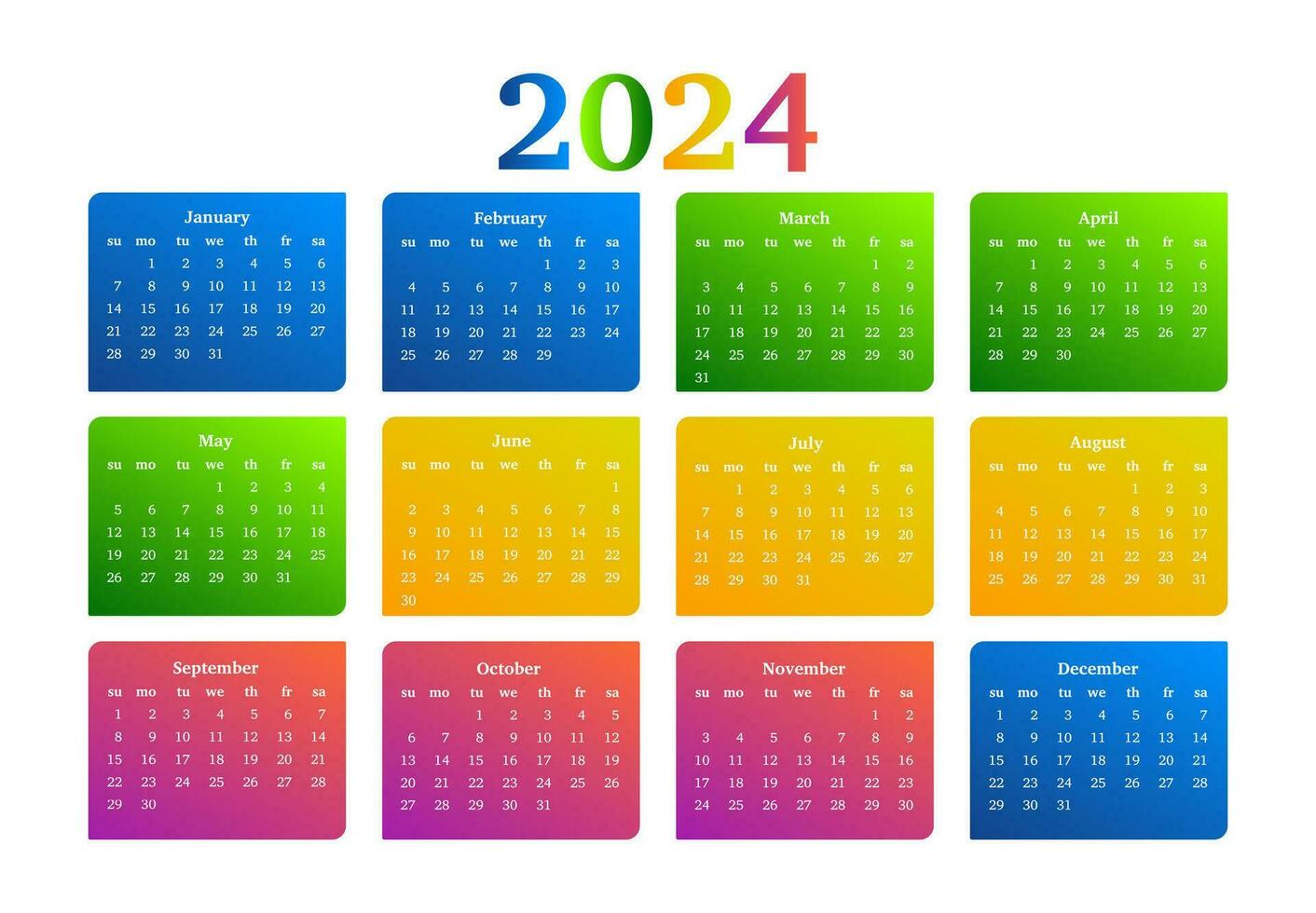 kalender voor 2024 geïsoleerd Aan een wit achtergrond vector