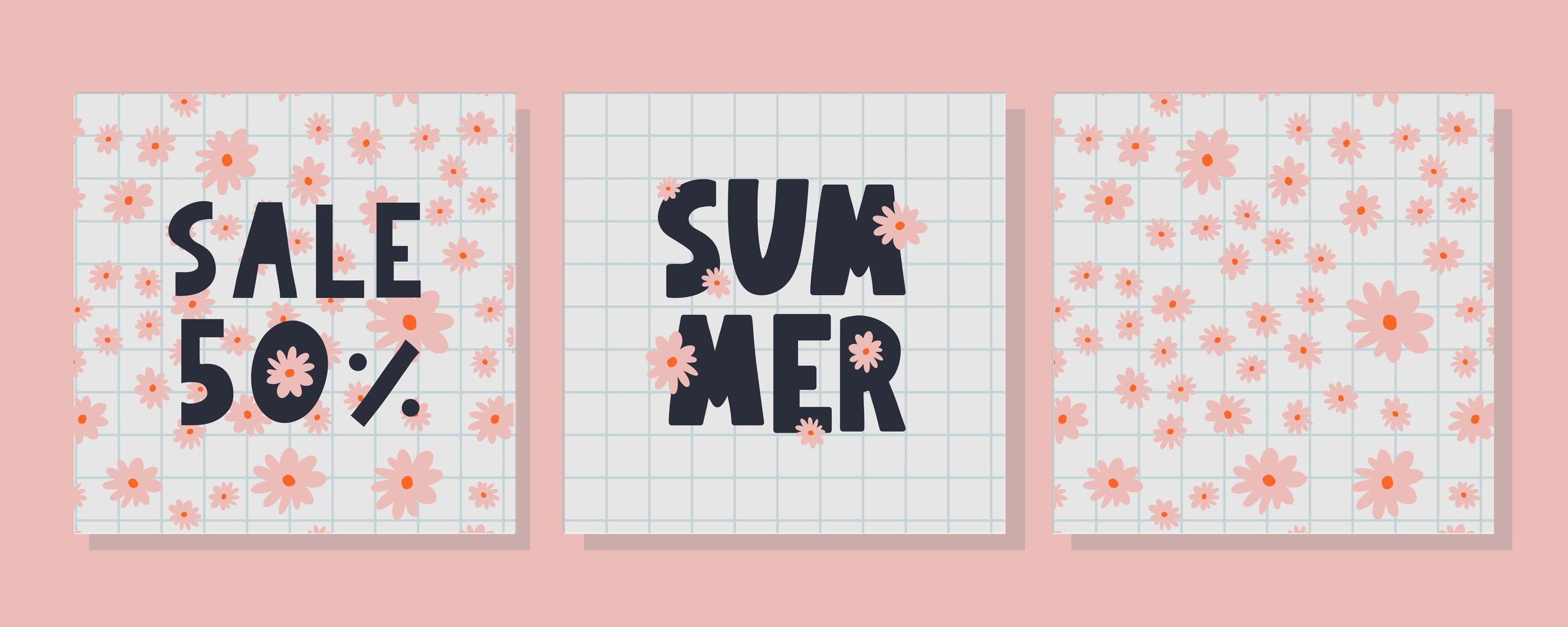 zomer verkoop banner met bloemen brief vector