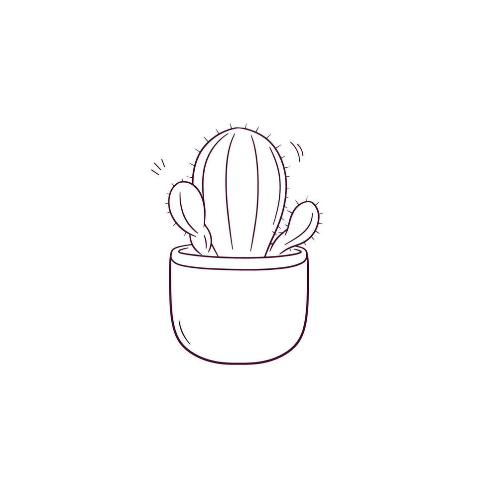 hand- getrokken illustratie van cactus in een pot icoon. tekening vector schetsen illustratie