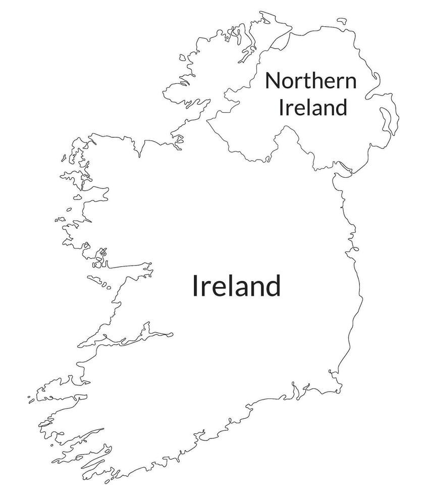 Ierland en noordelijk Ierland kaart. kaart van Ierland eiland kaart in wit kleur vector