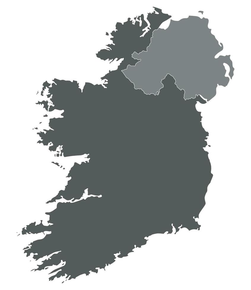 Ierland en noordelijk Ierland kaart. kaart van Ierland eiland kaart in grijs kleur vector