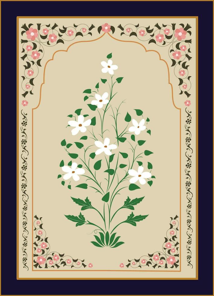 mughal traditioneel kleurrijk boog poort vector patroon, naadloos Indisch mughal bloem motief, mooi mughal grens met ondersteunen borders voor digitaal afdrukken,