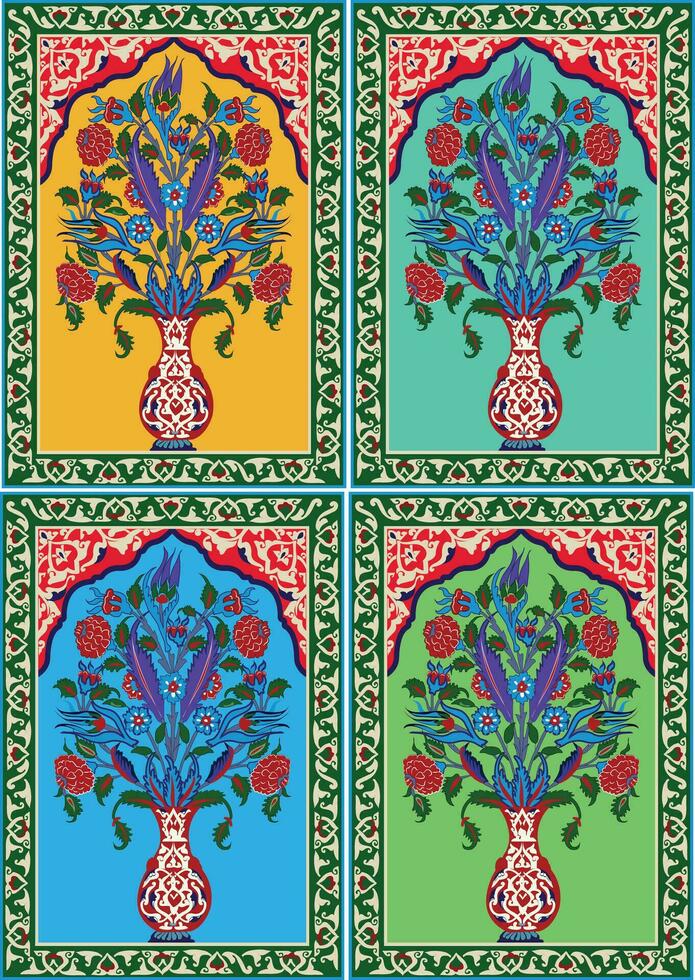 Indisch mughal bloem motief achtergrond grens, naadloos bloemen muur patroon van de mughal tijdperk, mughal traditioneel kleurrijk boog poort vector patroon,