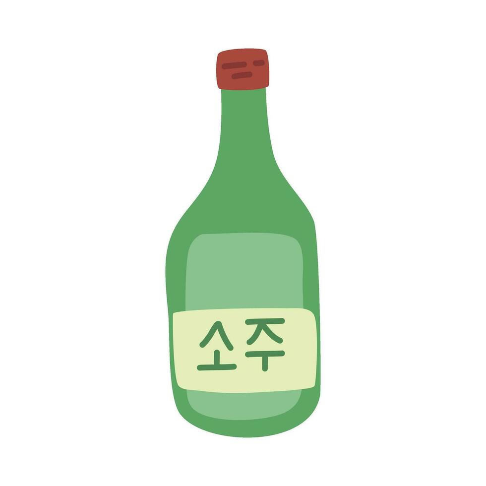 traditioneel Koreaans drinken soju illustratie vector