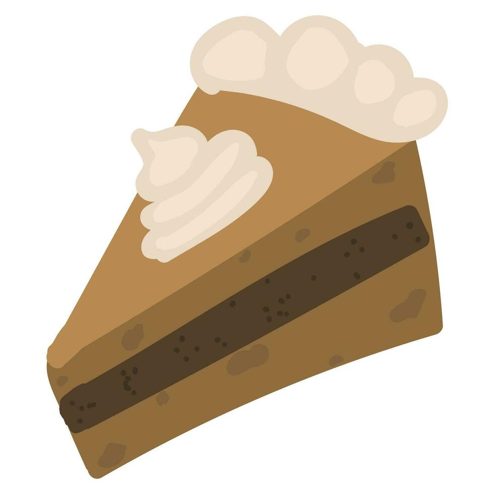 pompoen stuk van taart tekening geïsoleerd Aan wit achtergrond. hand- getrokken vector illustratie Aan de thema van bakkerij