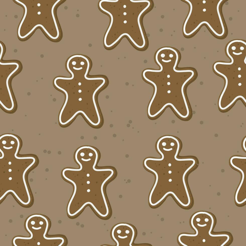naadloos patroon met hand- getrokken peperkoek Heren. achtergrond met traditioneel Kerstmis gebakjes. winter doodles voor vakantie cadeaus vector
