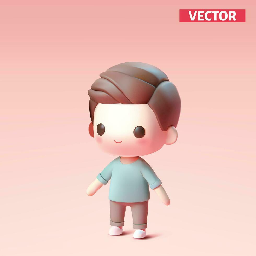 jongen pastel kleur 3d vector