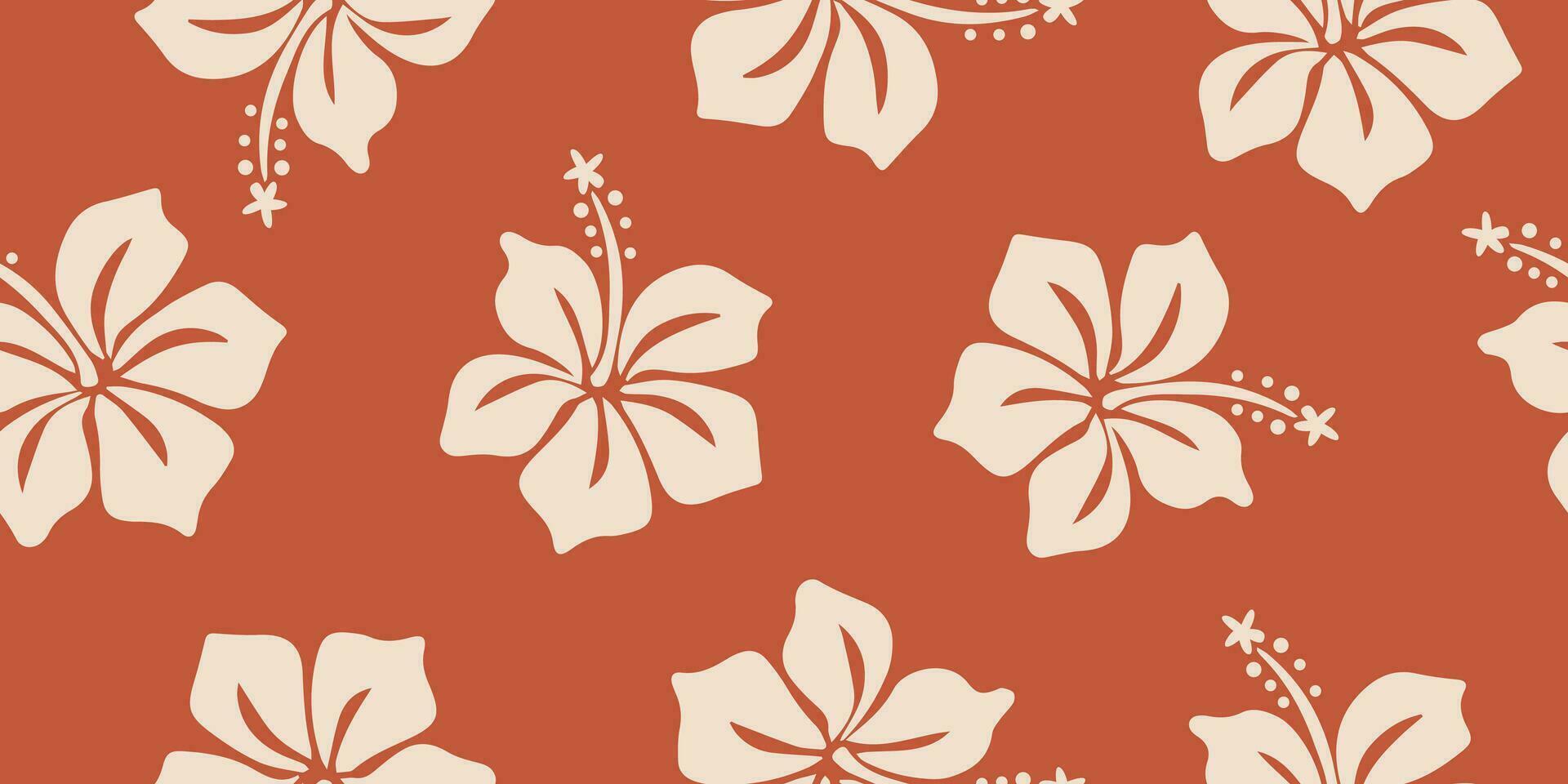 tropisch bloem patroon naadloos, silhouet van hibiscus bloemen, hand- getrokken botanisch, bloemen blad voor voorjaar en zomer tijd, natuurlijk ornamenten voor textiel, kleding stof, behang, achtergrond ontwerp. vector