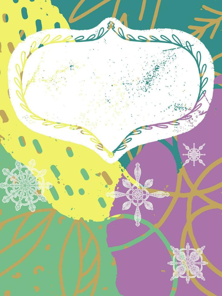 een kleurrijk achtergrond met sneeuwvlokken en bladeren vector