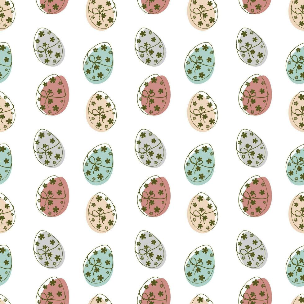 naadloos patroon met gekleurde Pasen eieren Aan een licht achtergrond. afdrukken voor keuken textiel, omhulsel papier. vector illustratie