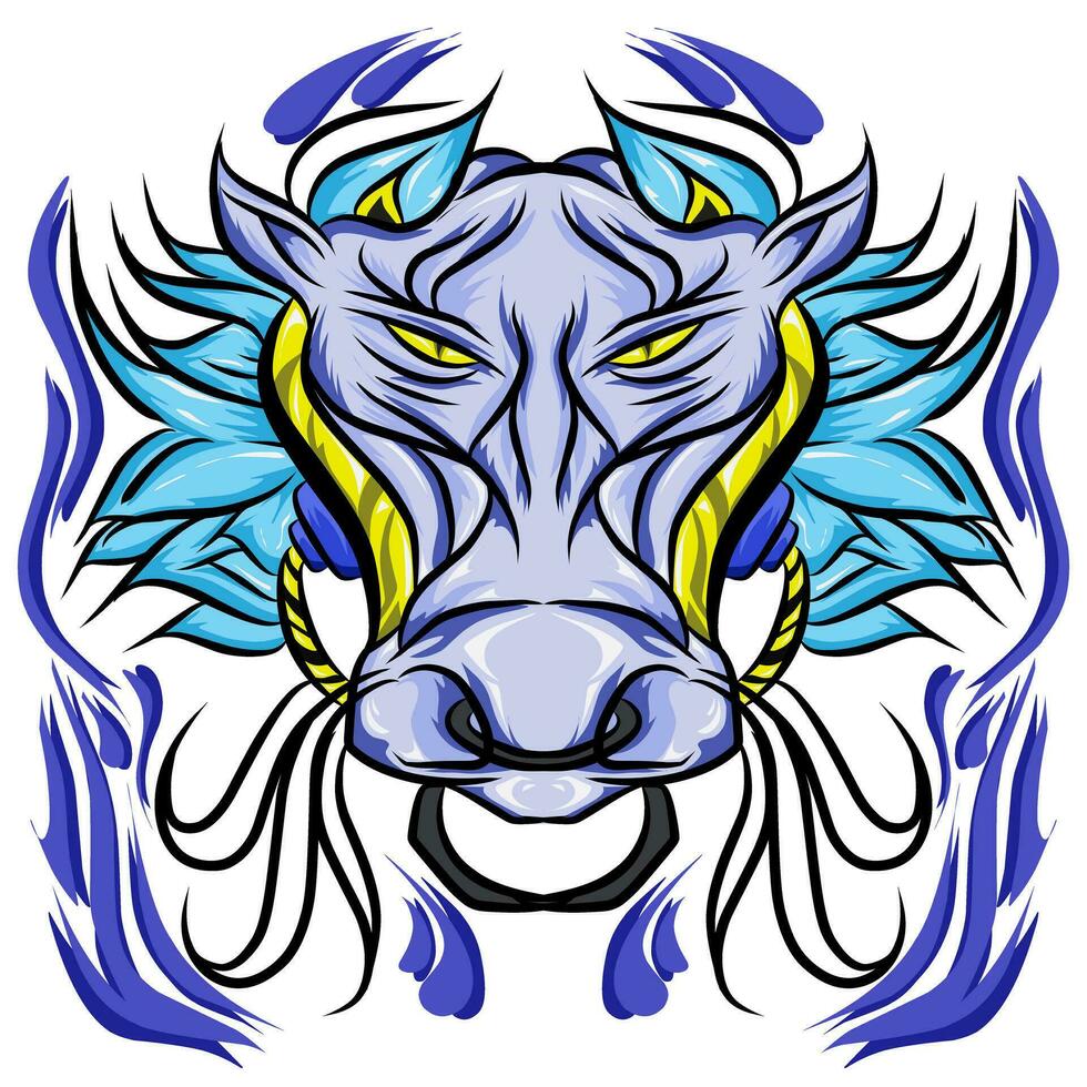 tribal hoofd mascotte buffel sticker illustratie. perfect voor tatoeages, stickers, hoeden, kleren, logo's, pictogrammen vector