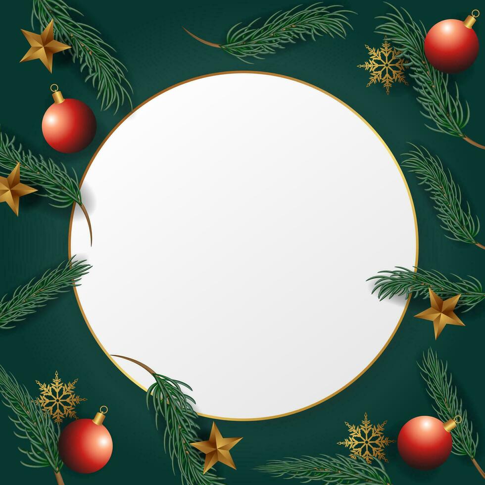 goud cirkel kader met groen achtergrond voor Kerstmis en nieuw jaar. - vector. vector