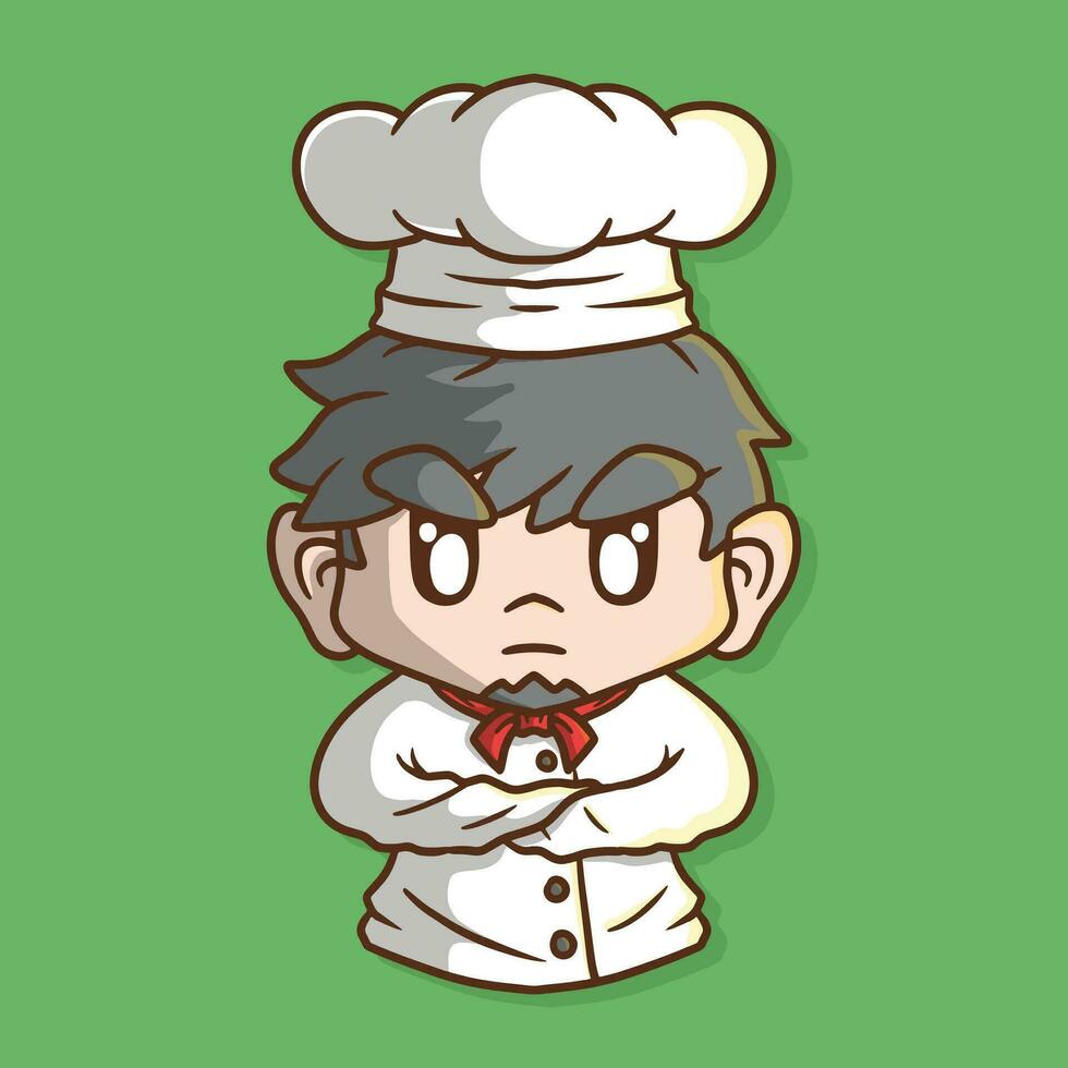 schattig chef tekenfilm vector illustratie met echt ogen. chef vector illustratie