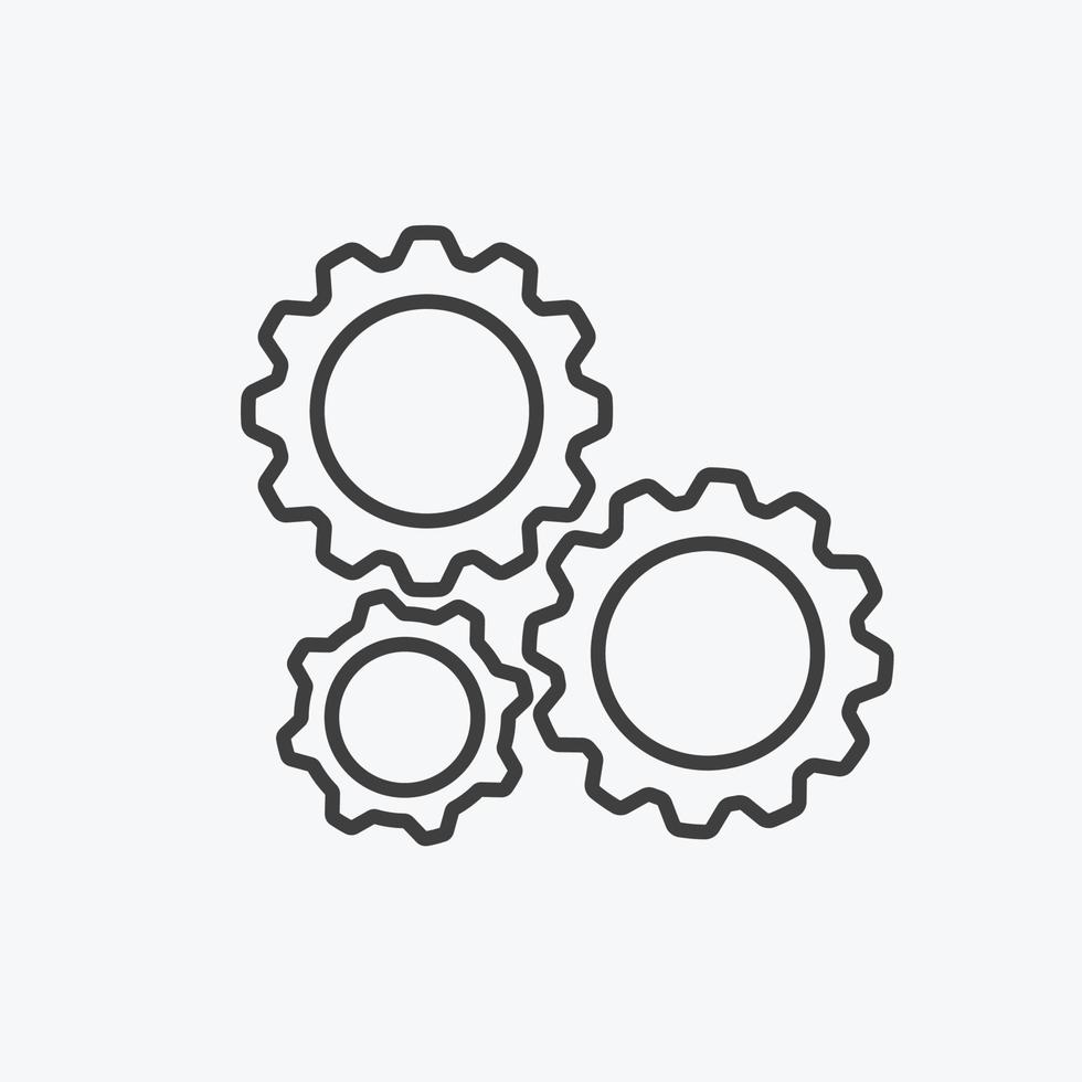 versnelling instellingen dunne lijn symbool, tandrad icoon. innovatie logo. vector illustratie