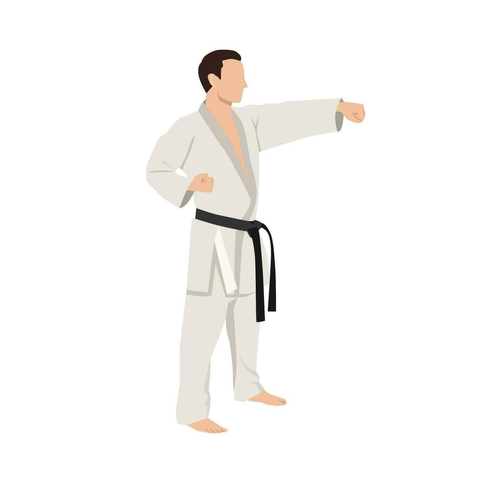 karate houding karakter illustratie. Aziatisch krijgshaftig kunst. vector