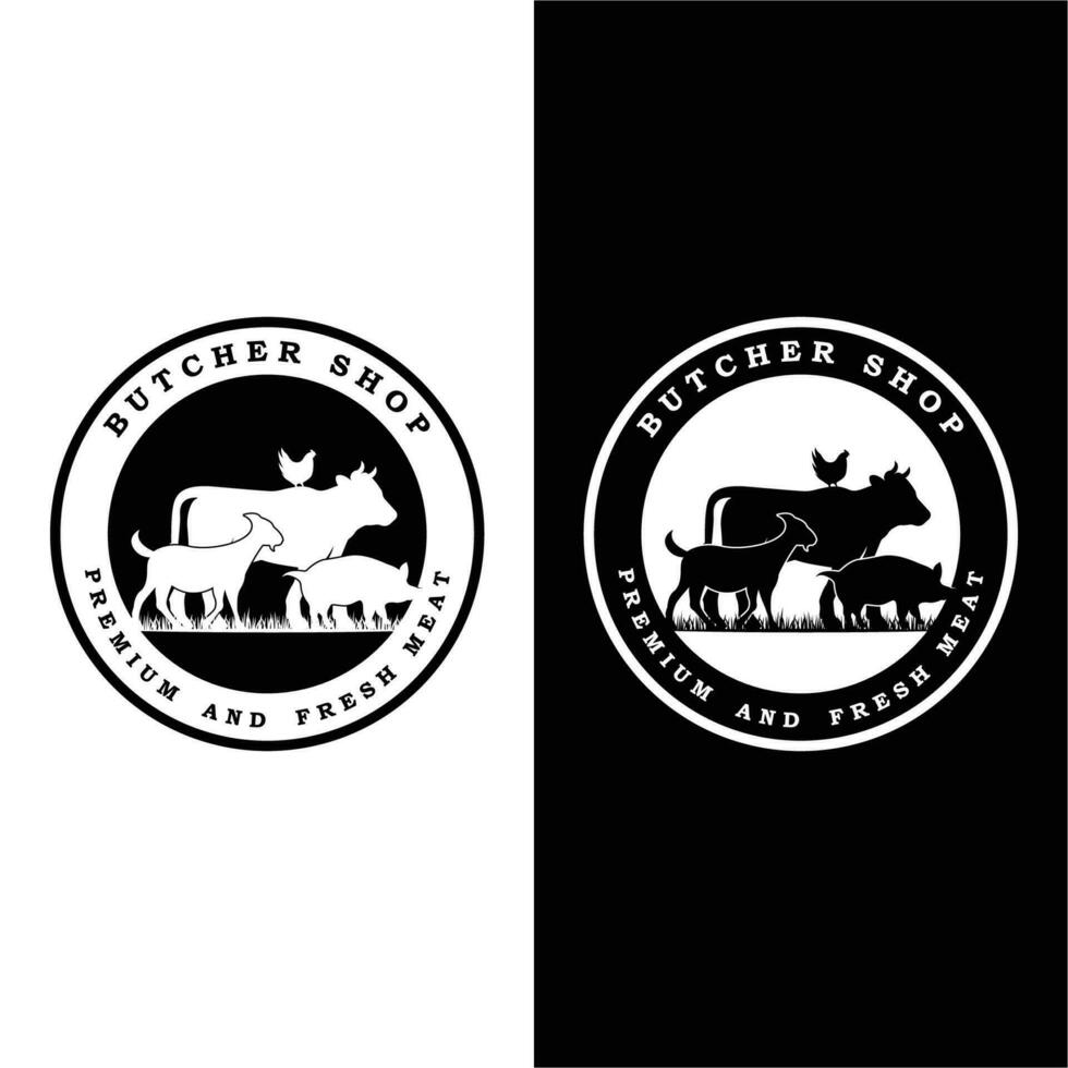 slager logo vector icoon illustratie ontwerp. logo geschikt voor restaurant en voedsel industrie