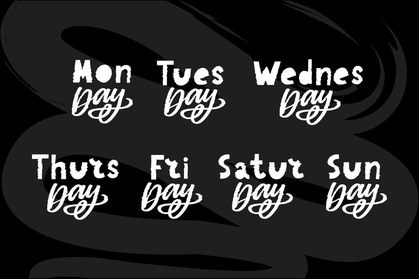 namen van dagen van de week, vintage grunge typografische, ongelijke belettering in stempelstijl voor uw kalenderontwerpen vector