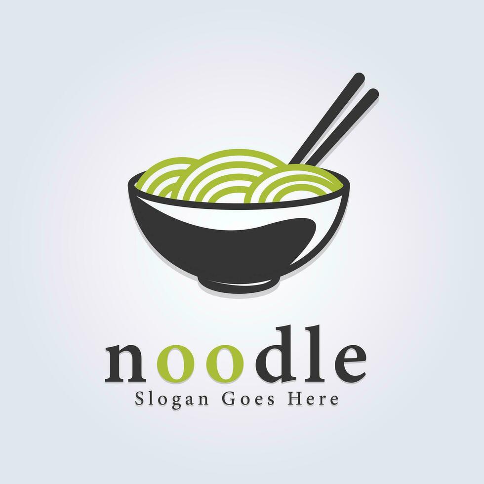 retro stijl van noodle ramen logo vector illustratie ontwerp, wijnoogst logo ontwerp