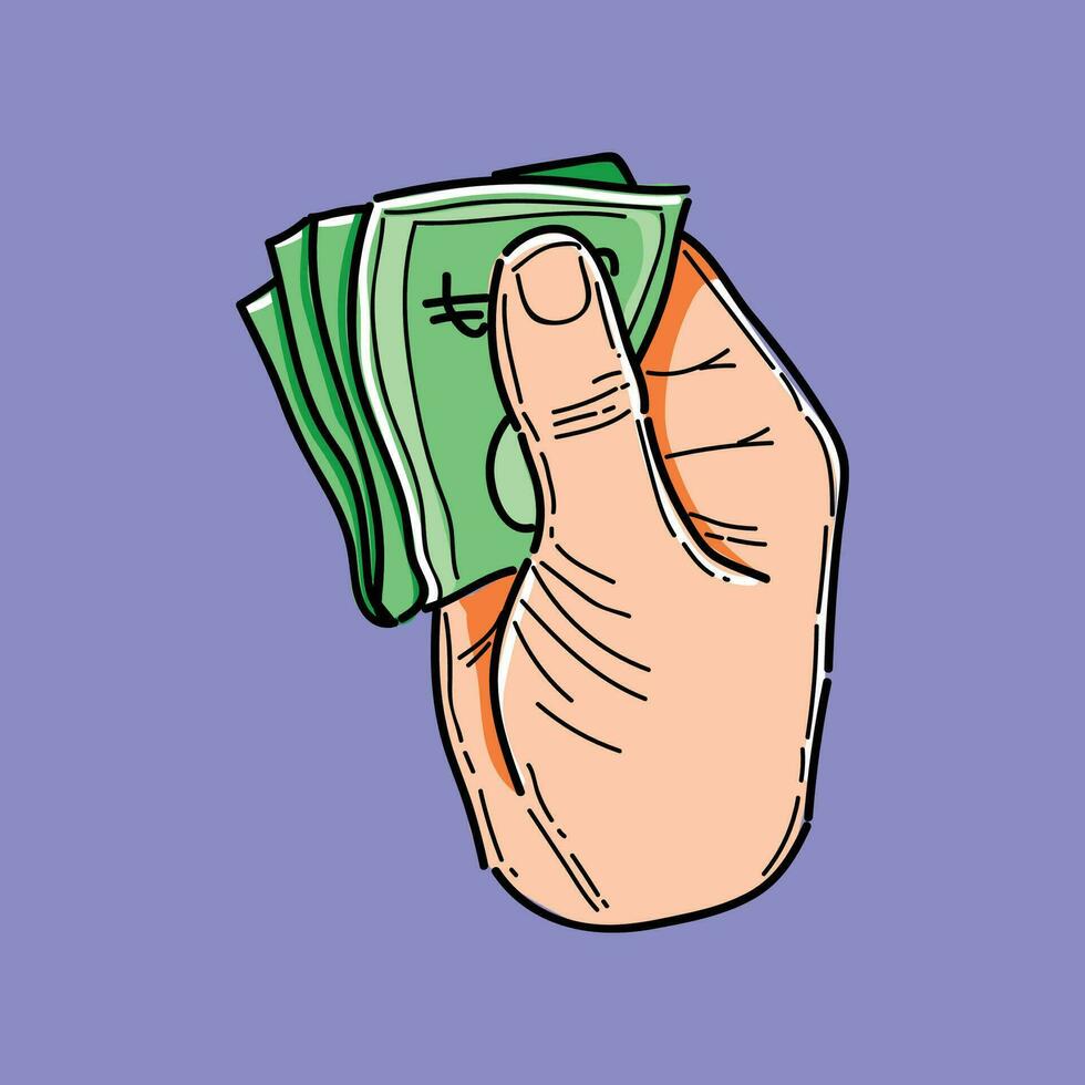 hand- geven pak van geld vector ontwerp illustratie