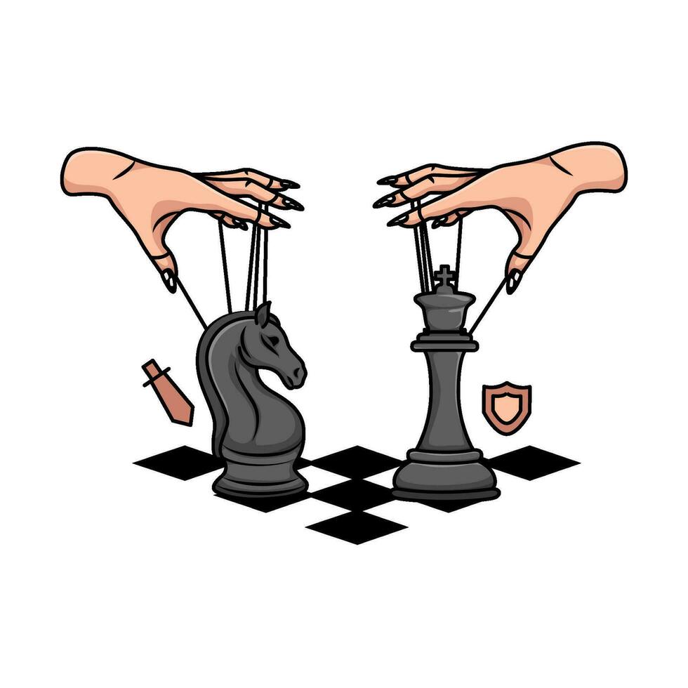 spelen schaak in schaak bord illustratie vector