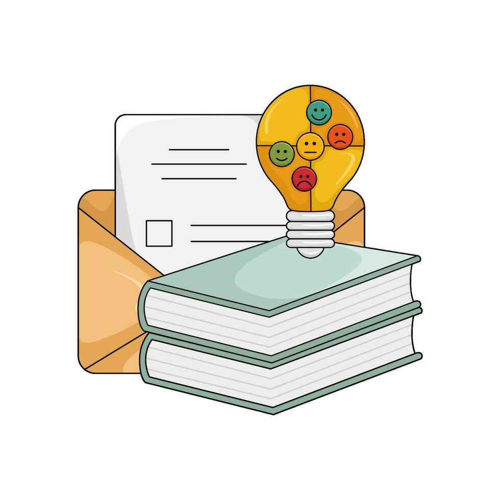 e-mail, boek met lamp idee illustratie vector