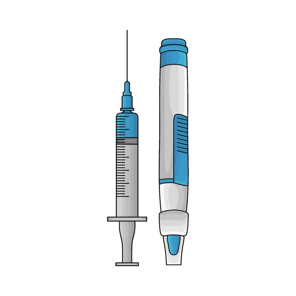 insuline pen met injectie illustratie vector