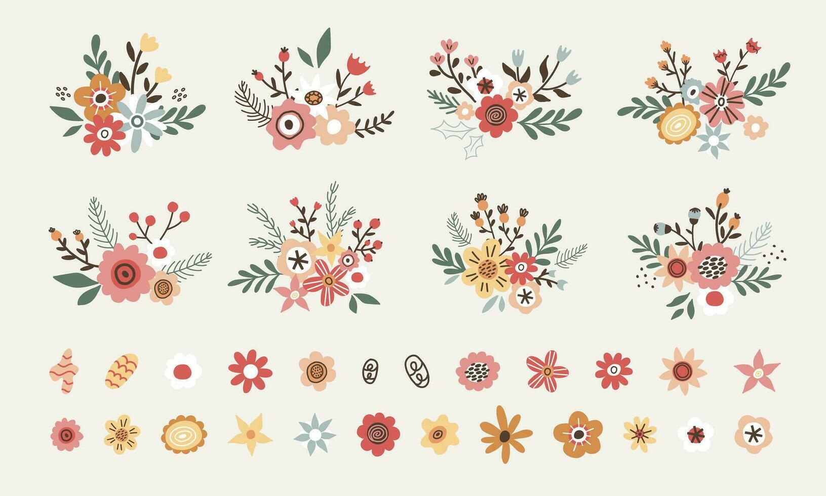 Kerstmis vector planten, hulst BES, Kerstmis boom, bladeren takken, vakantie decoratie, winter symbolen. bloemen verzameling met winter decoratief bloemen. hand- getrokken elementen. gelukkig nieuw jaar