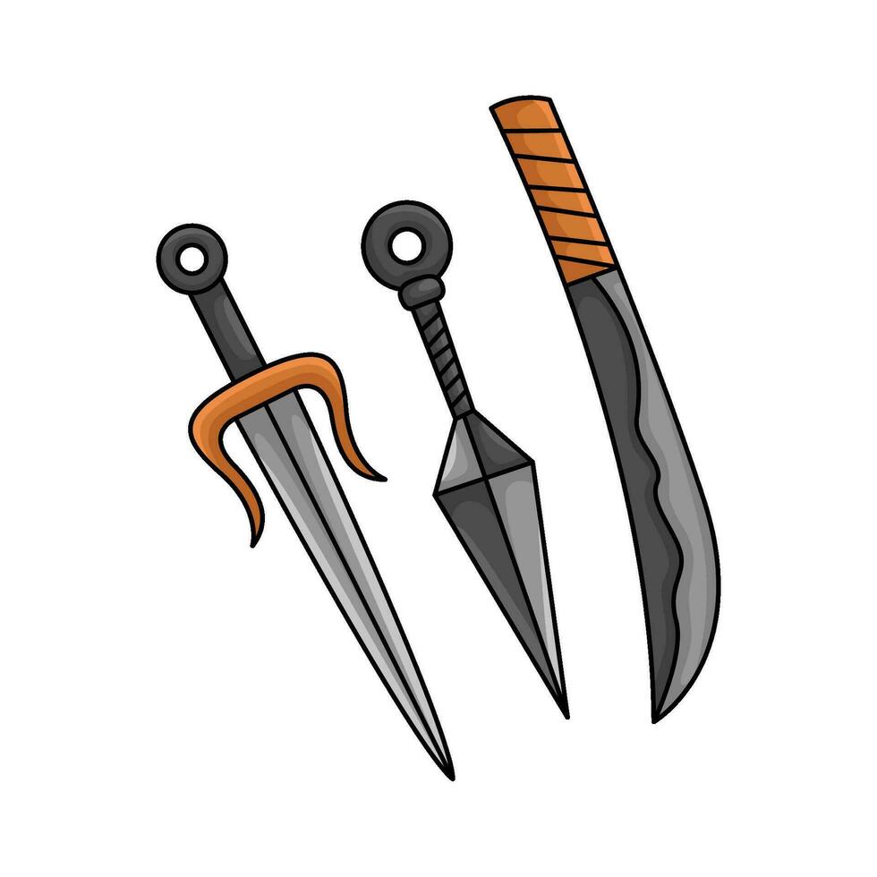 samoerai, zwaard met kunai illustratie vector