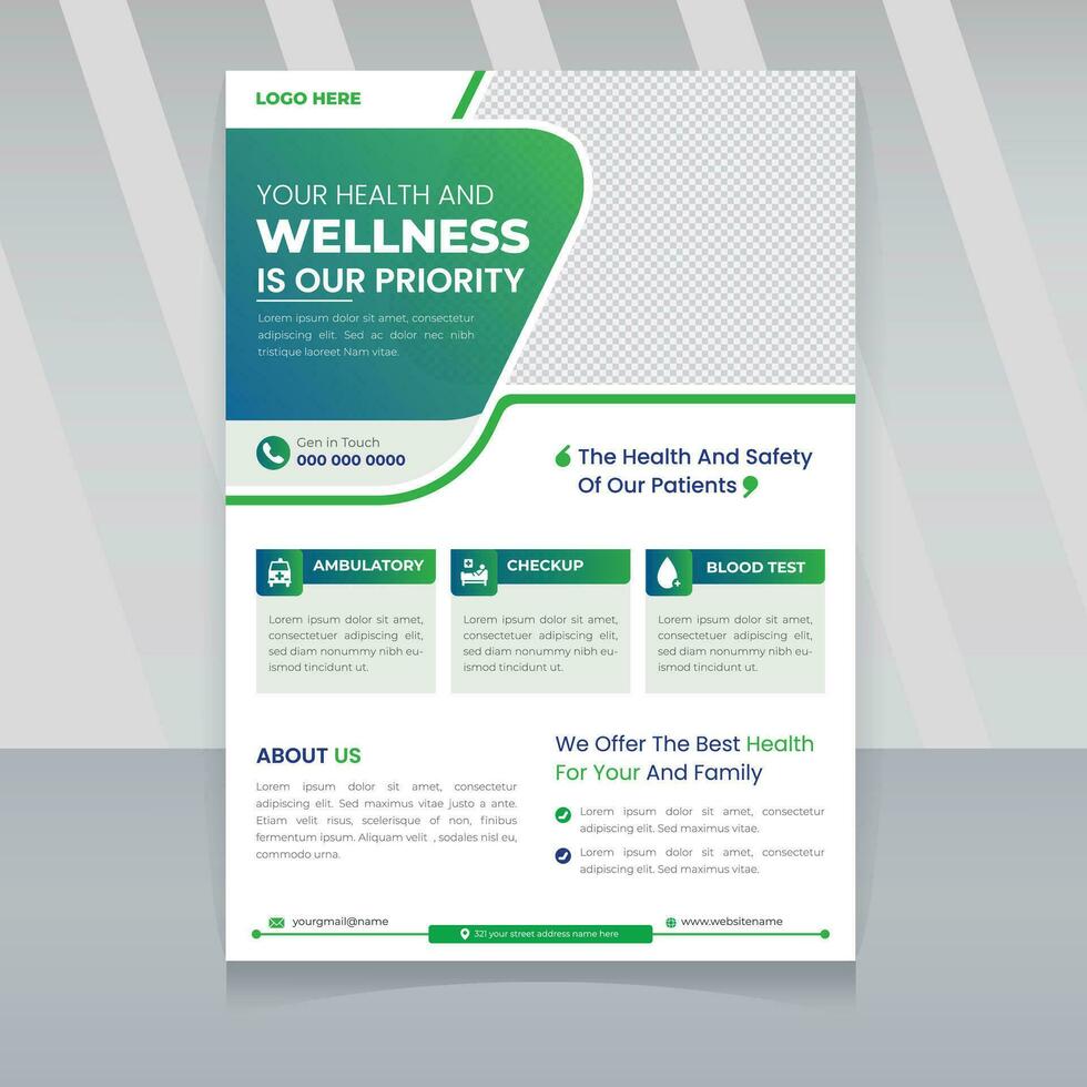 zakelijke gezondheidszorg brochure ontwerp, medisch Diensten zorg folder sjabloon, medisch gezond folder ontwerp, apotheek folders en brochure sjabloon lay-out voor het drukken vector