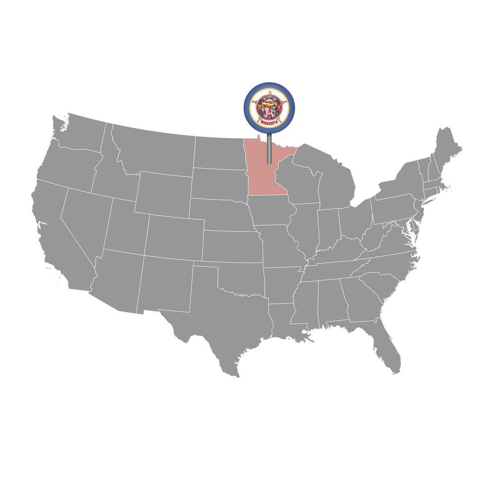 kaart wijzer met vlag van Minnesota. vector illustratie.