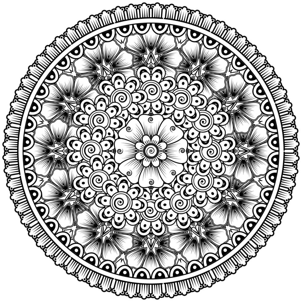 cirkelvormig patroon in de vorm van mandala met bloem voor henna, mehndi, tatoeage, decoratie. vector