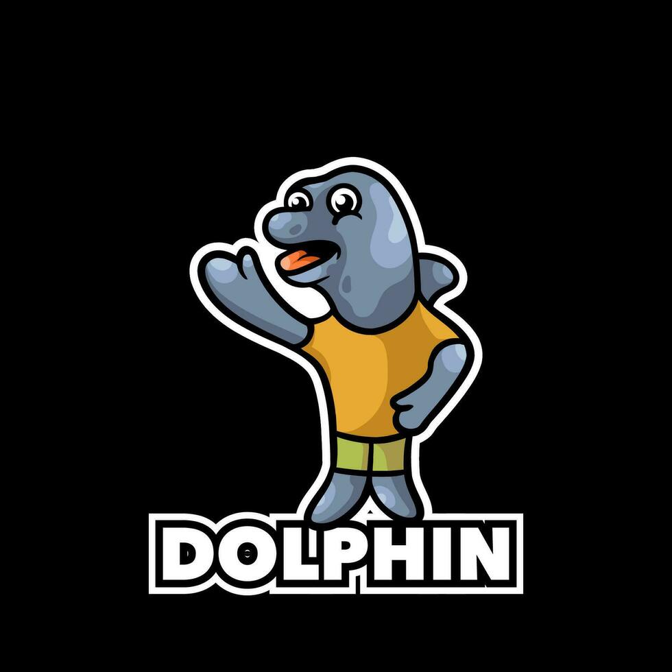 schattig dolfijn mascotte tekenfilm logo vector