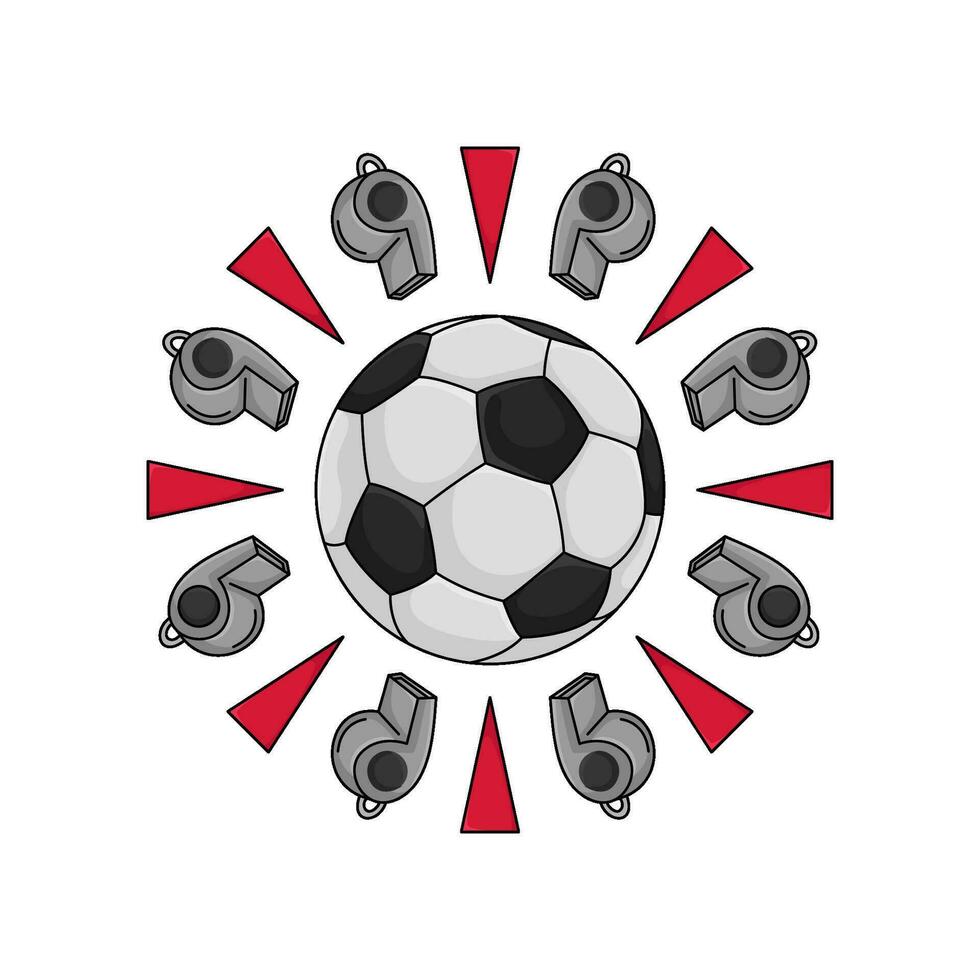 voetbal bal met fluiten illustratie vector