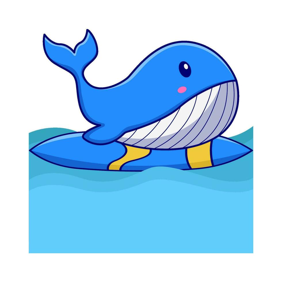 walvis spelen surfing bord in zwemmen zwembad illustratie vector