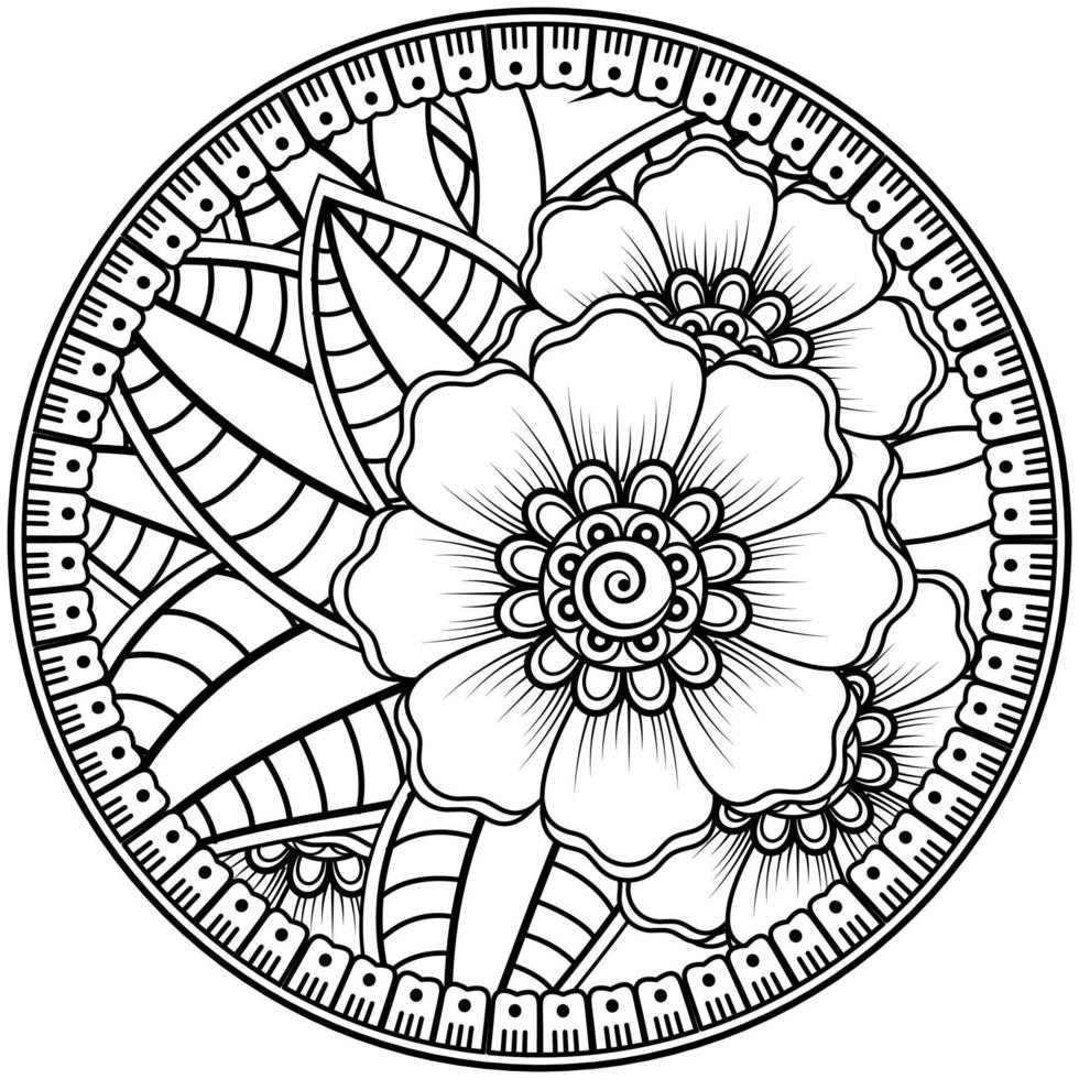 cirkelvormig patroon in de vorm van mandala met bloem voor henna, mehndi, tatoeage, decoratie. vector